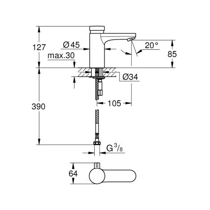 GROHE 36317000 - Samozatváracia umývadlová batéria EUROSMART COSMOPOLITAN T chróm