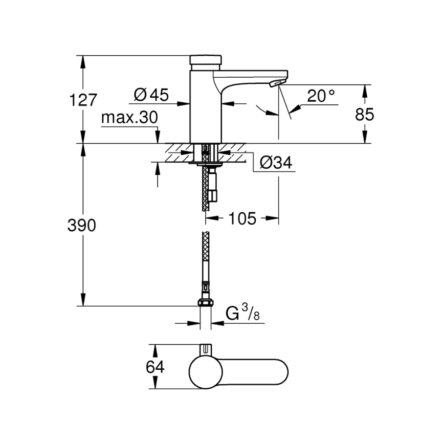 GROHE 36317000 - Samozatváracia umývadlová batéria EUROSMART COSMOPOLITAN T chróm