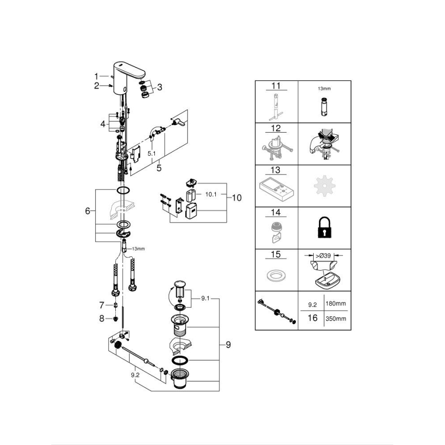 GROHE 36331001 - Umývadlová batéria EUROECO 1 14” lesklý chróm