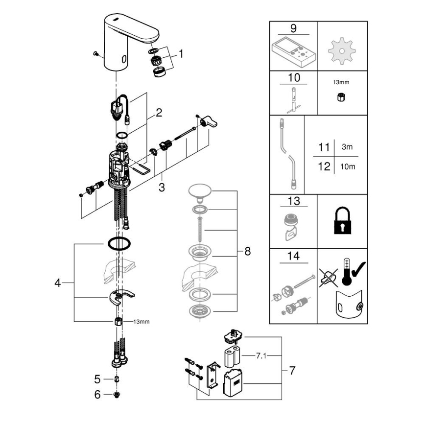 GROHE 36366002 - Elektronická umývadlová batéria GET E, lesklý chróm
