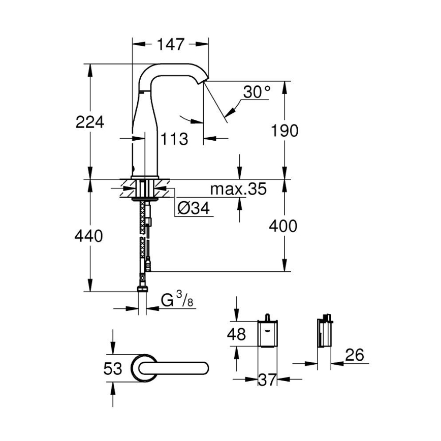 GROHE 36446000 - Infračervená elektronická batéria ESSENCE E lesklý chróm