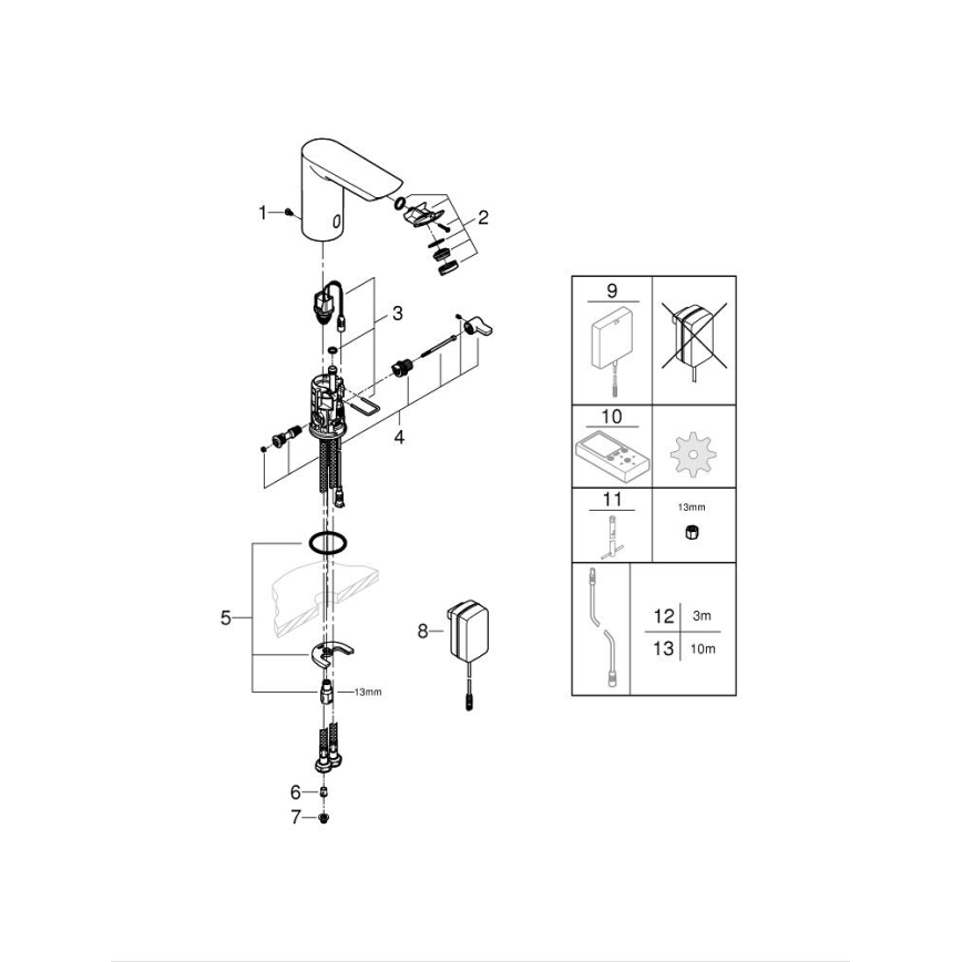 GROHE 36453000 - Infračervená elektronická umývadlová batéria BAU COSMOPOLITAN E 123 mm chróm