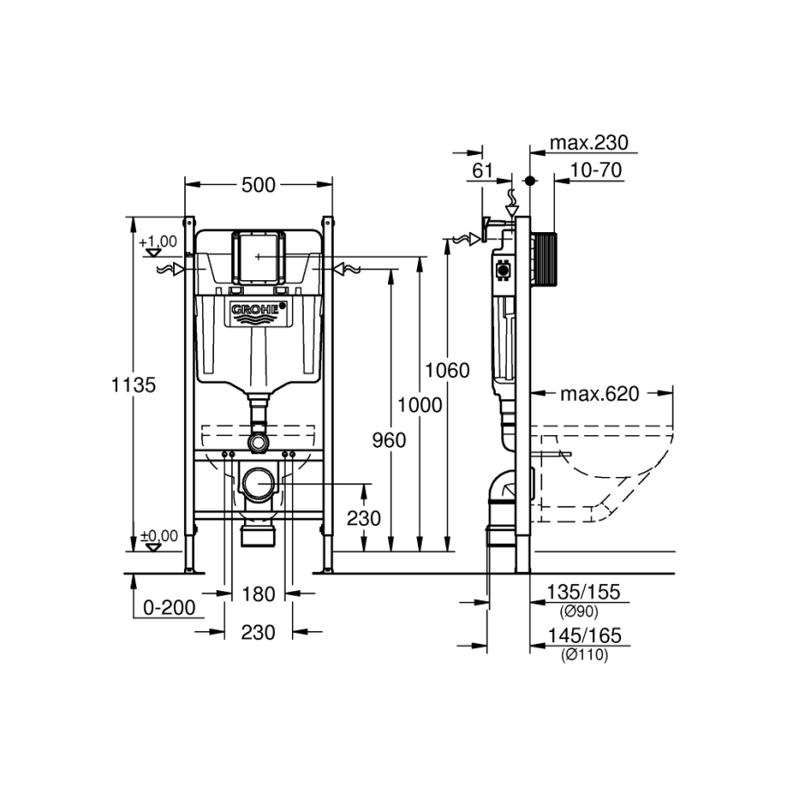 GROHE 36497000 - Modul pre WC SOLIDO 1,13 m biely