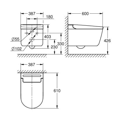 GROHE 36507SH0 - Sprchové WC SENSIA 600 × 387 × 403 mm keramika/biela