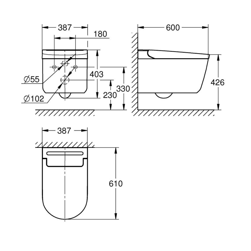 GROHE 36507SH0 - Sprchové WC SENSIA 600 × 387 × 403 mm keramika/biela