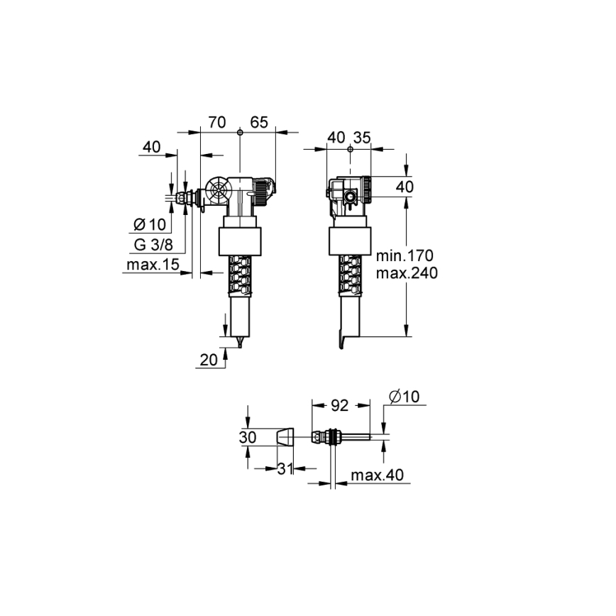 GROHE 37092000 - Plniaci ventil 38” lesklý chróm
