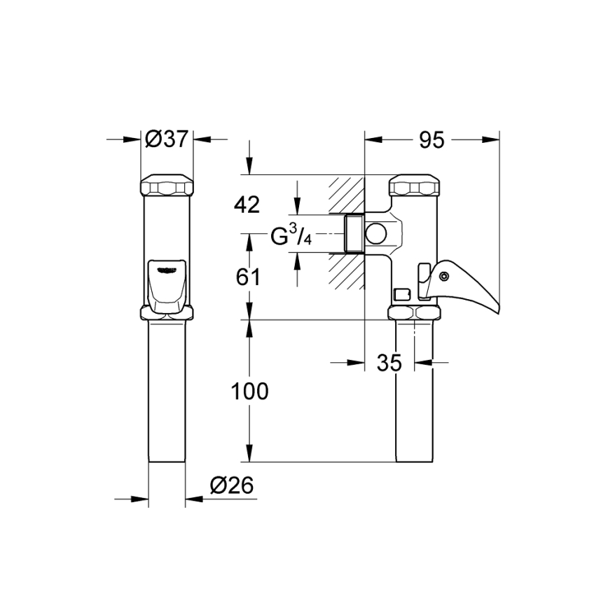 GROHE 37139000 - Automatický splachovací ventil DAL 34” lesklý chróm