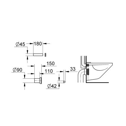 GROHE 37311K00 - Prívodná a odtoková súprava pre WC 150 mm čierna