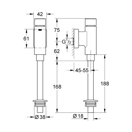 GROHE 37339000 - splachovač pre pisoár RONDO 12” lesklý chróm