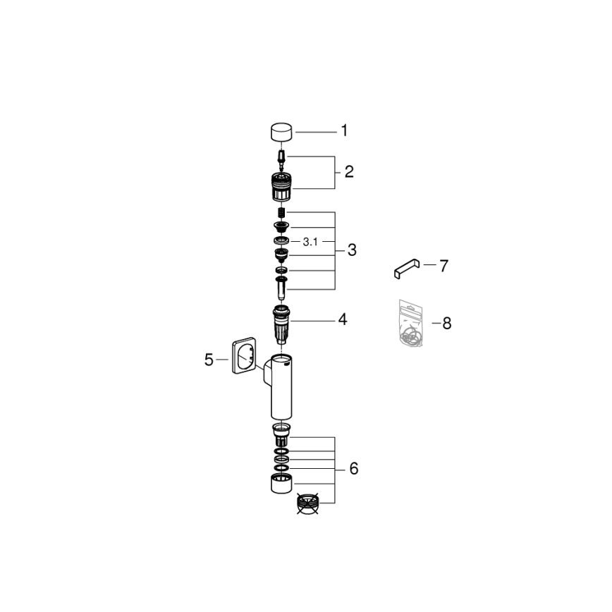 GROHE 37349000 - Tlakový splachovač RONDO A.S. 3” lesklý chróm