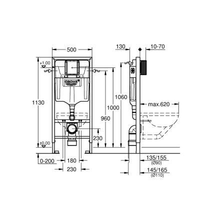 GROHE 38528001 - Modul pre WC RAPID SL 1,13 m biela