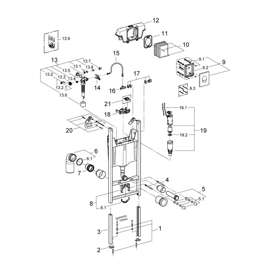 GROHE 3855800M - Nástenné pripojenie RAPID SL 130-230 mm lesklý chróm