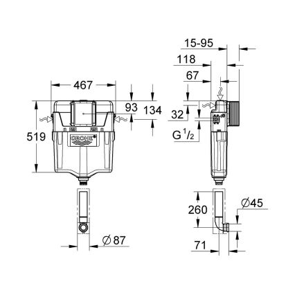 GROHE 38661000 - Splachovacia nádržka GD 2