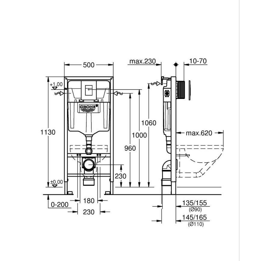 GROHE 38772001 - Predstenový inštalačný set RAPID SL 1,13 m, lesklý chróm