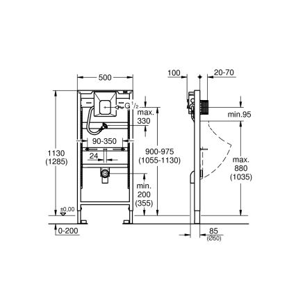 GROHE 38786001 - Modul pre pisoár RAPID SL 1,13 m a 1,30 m biely