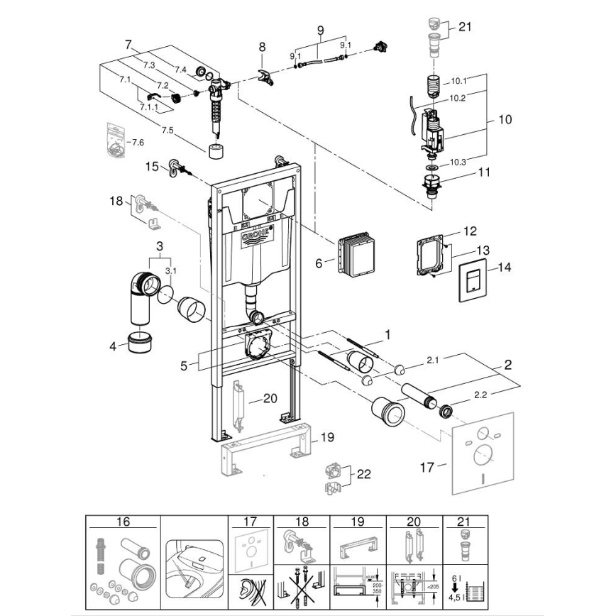 GROHE 388112430 - Súprava 3 v 1 WC SOLIDO 1,13 m matný chróm