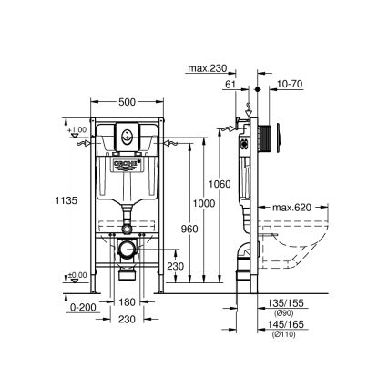 GROHE 38839000 - Sada 3 v 1 WC RAPID SL 1,13 m biela