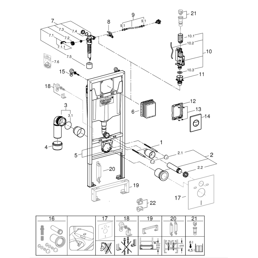 GROHE 38860000 - Sada 3 v 1 RAPID SL 1,13 m lesklý chróm