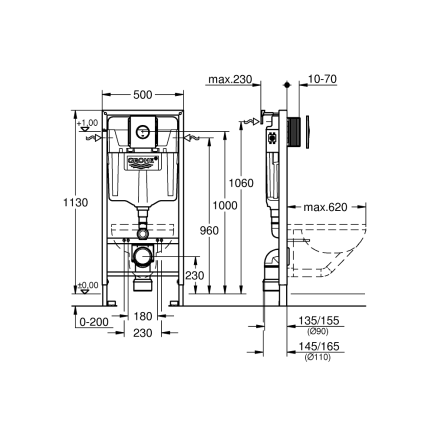 GROHE 38860000 - Sada 3 v 1 RAPID SL 1,13 m lesklý chróm