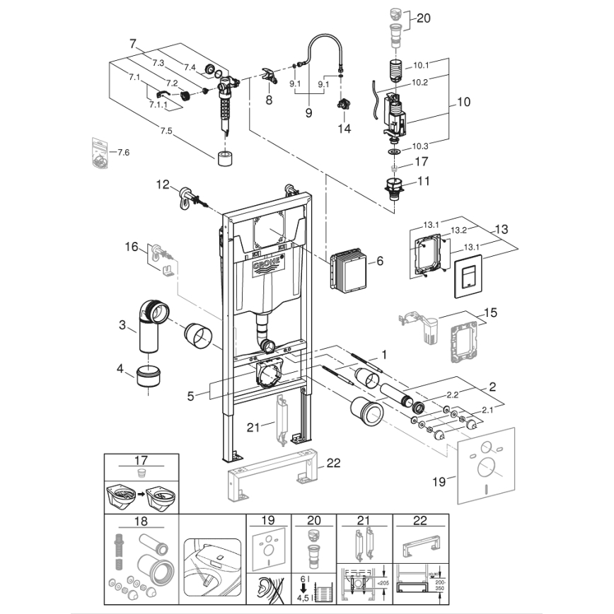 GROHE 39186000 - Sada predstennej inštalácie SOLIDO 1,13 m, biela
