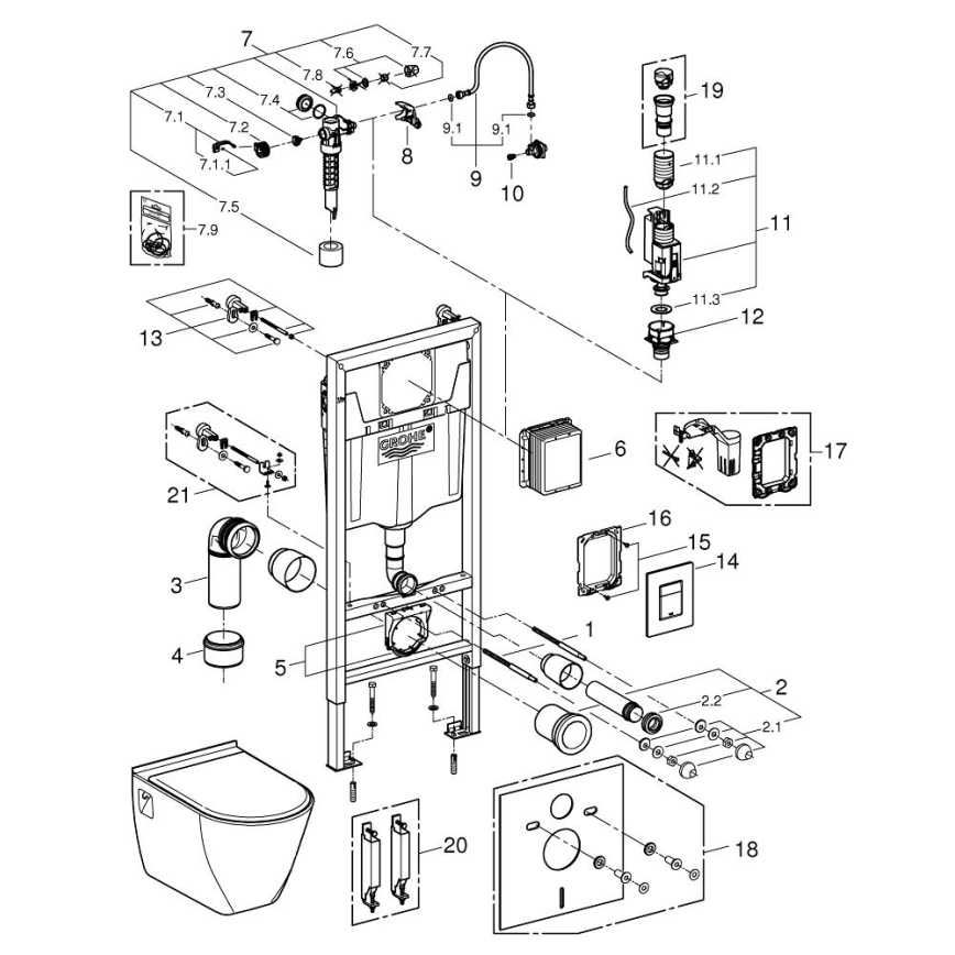 GROHE 39186000 - Sada predstennej inštalácie SOLIDO 1,13 m, biela