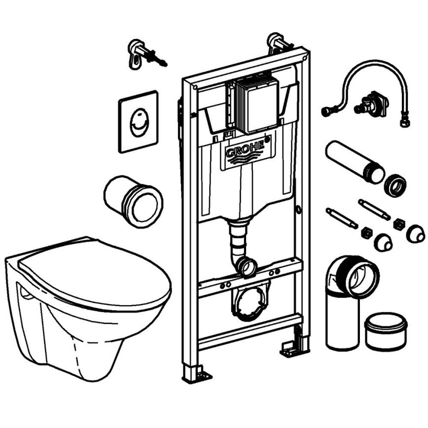 GROHE 39192000 - Sada 4 v 1 SOLIDO 1,13 m duro-biela