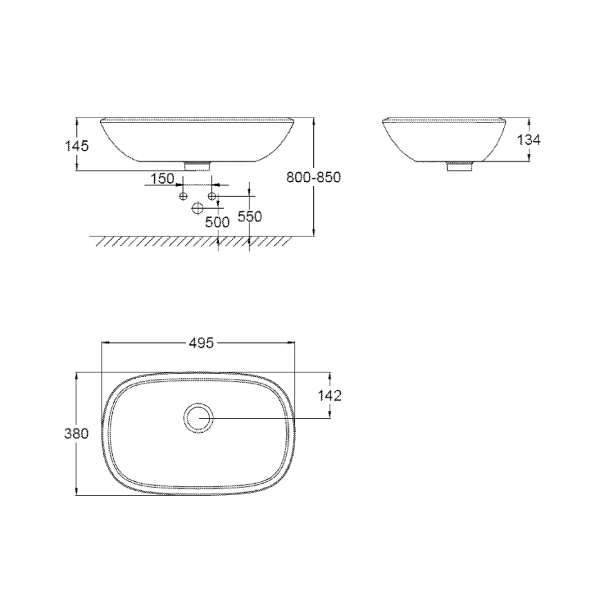 GROHE 39216000 - Umývadlo na dosku EUROSTYLE 500 × 380 mm keramika/biela