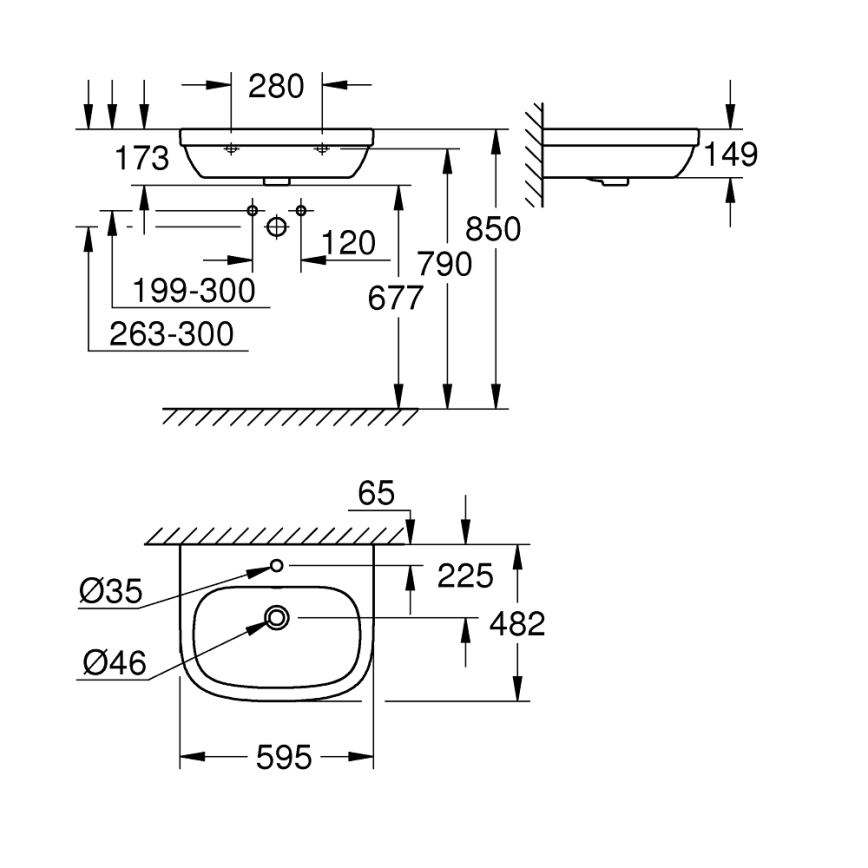GROHE 39335000 - Umývadlo EURO CERAMIC 595 × 482 mm keramika/biela