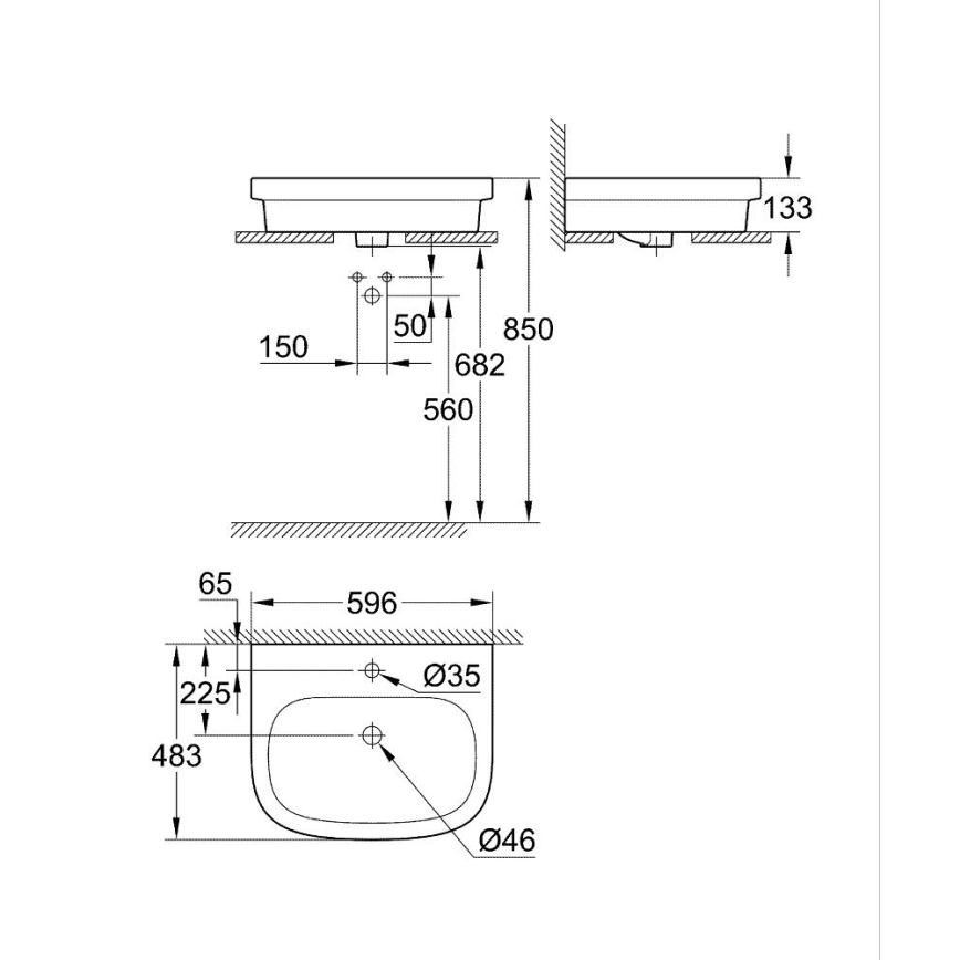 GROHE 39337000 - Umývadlo na dosku EURO CERAMIC 600 × 480 mm keramika/biela