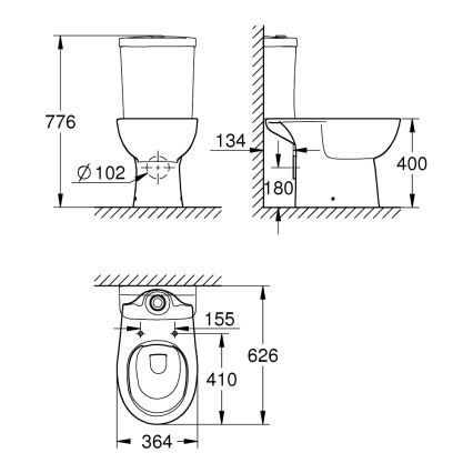 GROHE 39349000 - Voľne stojaca misa BAU CERAMIC 356 × 600 × 400 mm keramika/biela