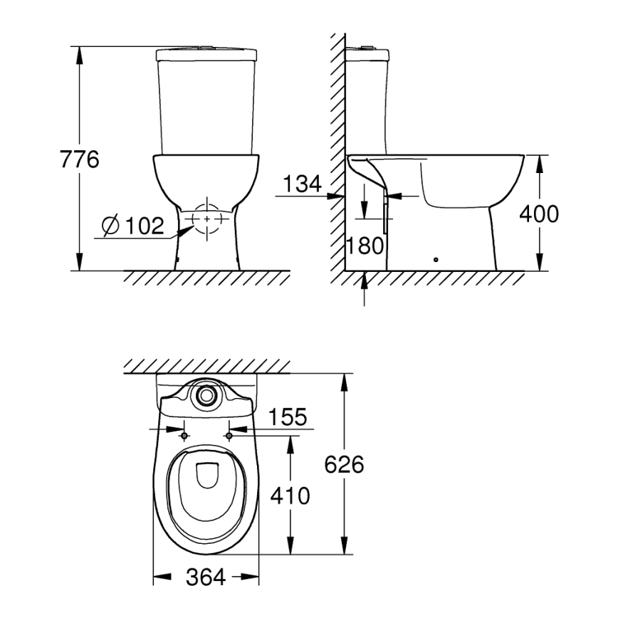 GROHE 39349000 - Voľne stojaca misa BAU CERAMIC 356 × 600 × 400 mm keramika/biela