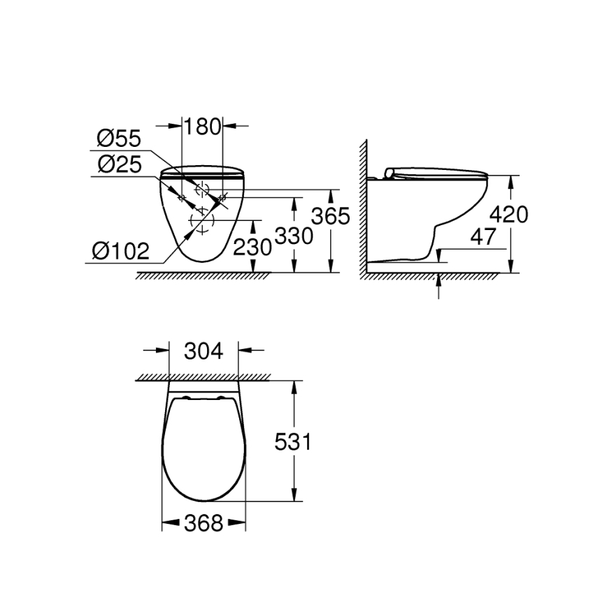 GROHE 39351000 - Závesné WC BAU CERAMIC 53,1 × 36,8 × 36,3 cm keramika/biela