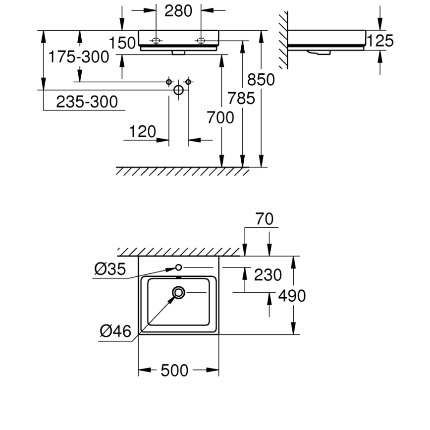 GROHE 3947400H - Umývadlo CUBE CERAMIC 500 × 490 mm keramika/biela