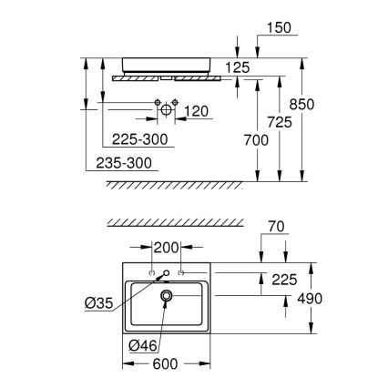 GROHE 3947700H - Umývadlo CUBE CERAMIC 600 × 490 mm keramika/biela