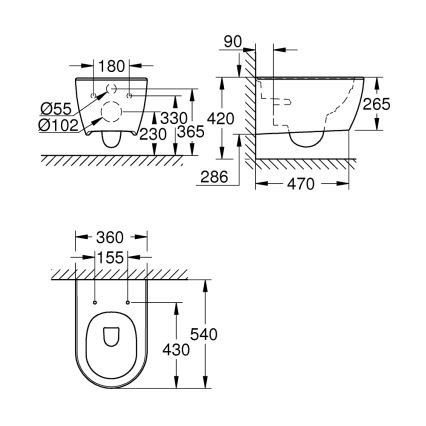 GROHE 3957100H - Závesné WC ESSENCE keramika/biela