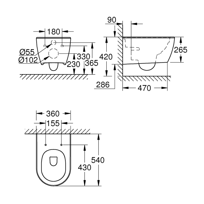 GROHE 3957100H - Závesné WC ESSENCE keramika/biela