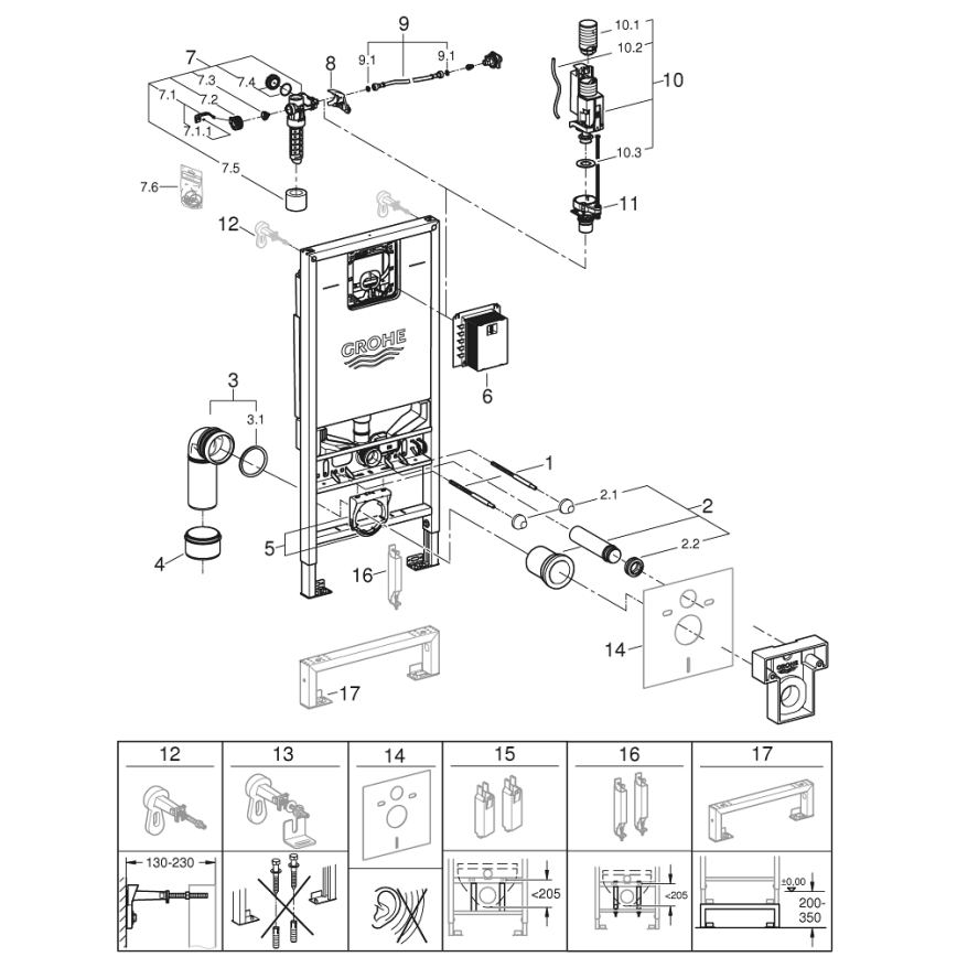 GROHE 39596000 - Modul pre WC RAPID SLX 1130 mm biely