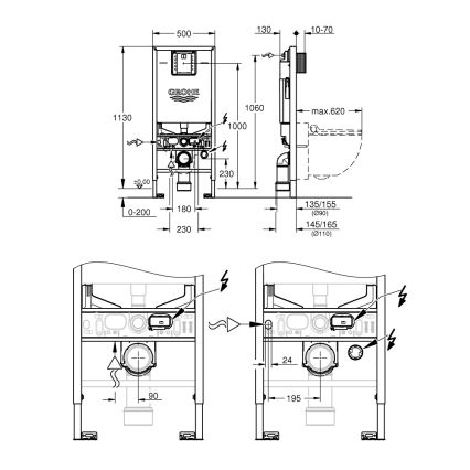GROHE 39596000 - Modul pre WC RAPID SLX 1130 mm biely