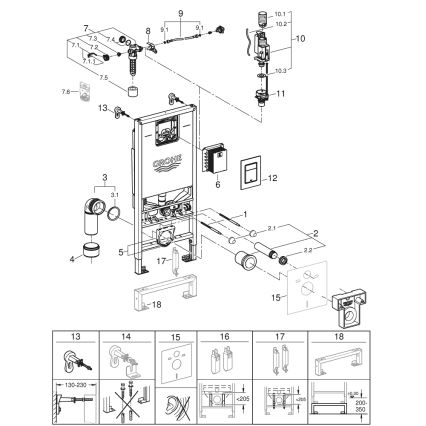 GROHE 39603000 - Sada 3 v 1 pre WC RAPID SLX, 1,13 m, lesklý chróm
