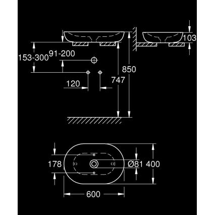 GROHE 3960800H - Umývadlo na dosku ESSENCE 600 × 400 mm keramika/biela