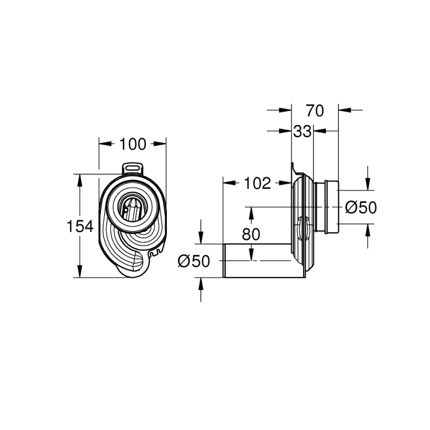 GROHE 39732000 - Pisoárový sifón BAU CERAMIC O 50 mm biela