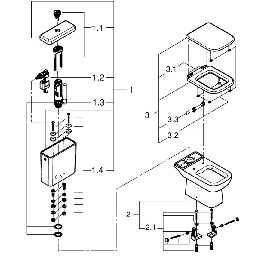 GROHE 39814000 - WC kombi sada START EDGE 825 × 557 × 384 mm keramika/durobiela