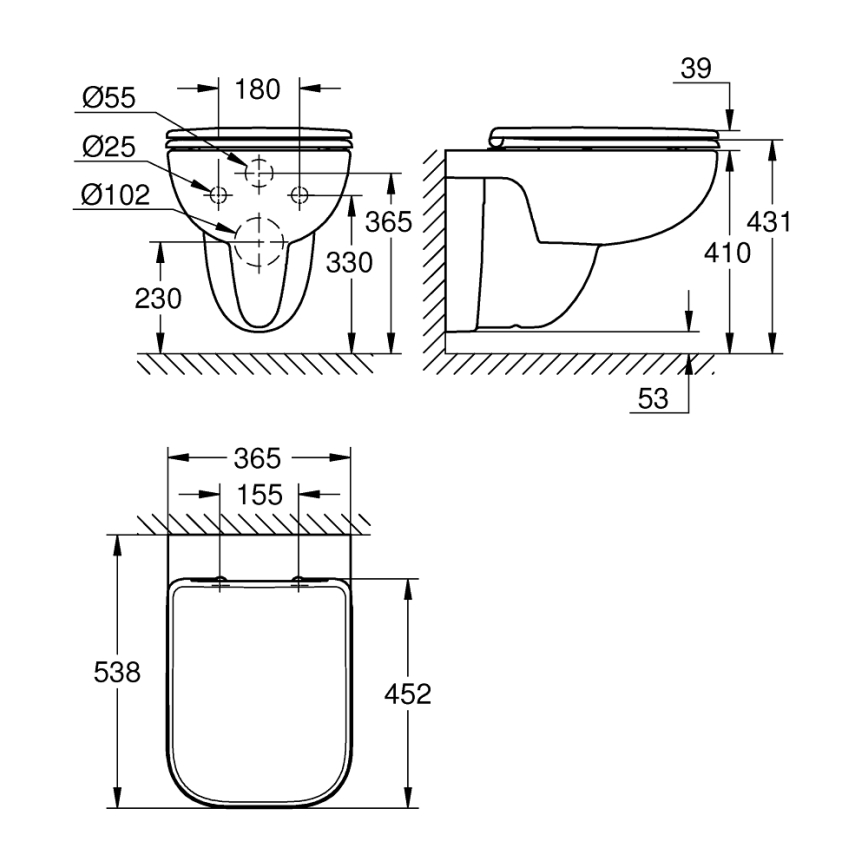 GROHE 39815000 - Závesné WC START EDGE 53,8 x 36,5 cm durobiela