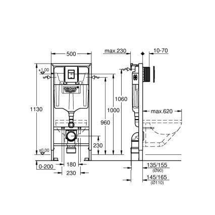 GROHE 39817000 - Sada pre WC SOLIDO 1,13 m keramika/biela
