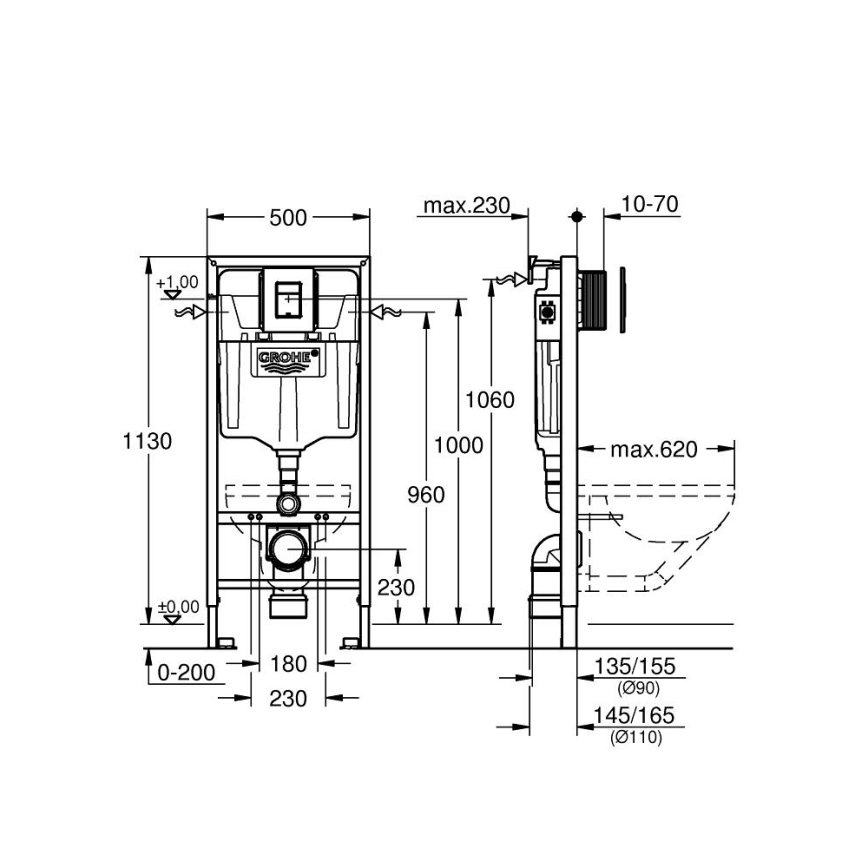 GROHE 39817000 - Sada pre WC SOLIDO 1,13 m keramika/biela