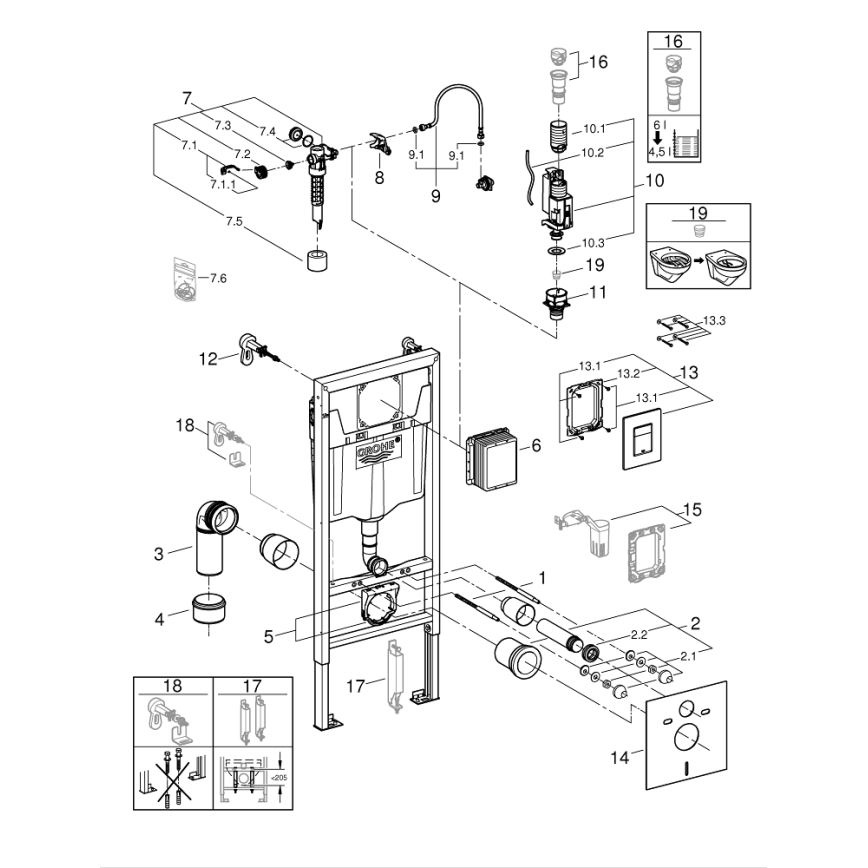 GROHE 39930000 - Sada 4 v 1 pre WC SOLIDO 1,13 m, lesklý chróm