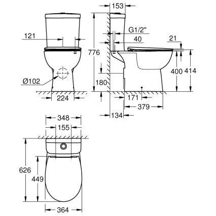 GROHE 39942000 - WC kombi súprava BAU CERAMIC keramika/biela