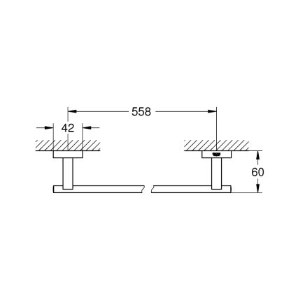 GROHE 40509001 - Držiak na uteráky ESSENTIALS CUBE 600 mm lesklý chróm