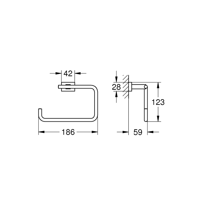 GROHE 40510001 - Držiak na uteráky ESSENTIALS CUBE 188 mm lesklý chróm