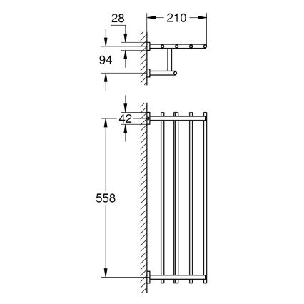 GROHE 40512001 - Multivešiak na uteráky ESSENTIALS CUBE 600 mm lesklý chróm